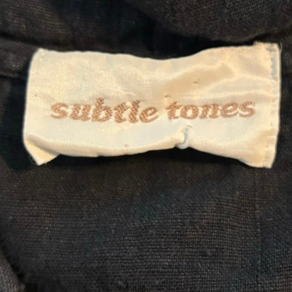 Subtle Tones Size XL Linen Midi Dress Button Front Shirt Dress Black Made in USA - Picture 4 of 6